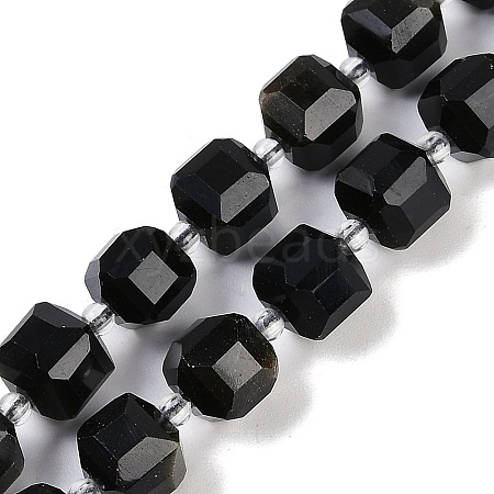 Natural Golden Sheen Obsidian Beads Strands G-B125-O03-01-1