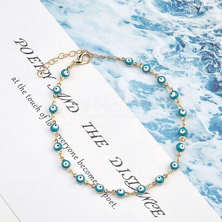 Christmas Brass Evil Eye Enamel Link Chain Anklets for Women WGC2D50-01-1