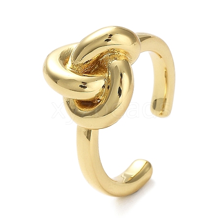 Rack Plating Brass Knot Open Cuff Rings for Women RJEW-Q777-06G-1