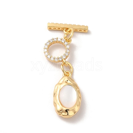 Real 18K Gold Plated Brass Micro Pave Clear Cubic Zirconia Toggle Clasps KK-M243-10G-02-1