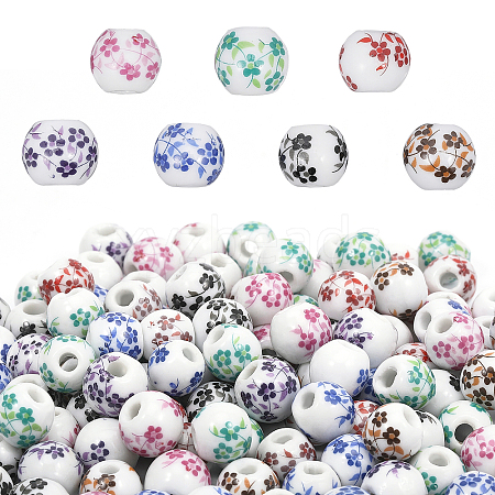 CHGCRAFT 210Pcs 7 Colors Handmade Porcelain Beads PORC-CA0001-16-1