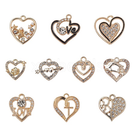 10Pcs 10 Style Alloy Pendants ALRI-YW0001-18G-1