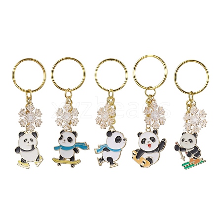 Snowflake & Panda Alloy Enamel Pendant Keychains KEYC-JKC00630-1