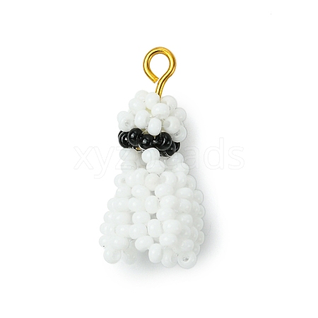 Glass Seed Beaded Badminton Pendants PALLOY-MZ00510-1