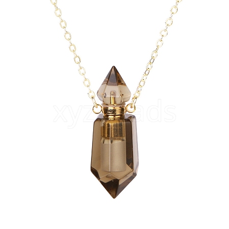 Natural Smoky Quartz Perfume Bottle Pendant Necklace PW-WG2A891-01-1