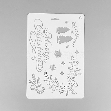 Creative Christmas Plastic Drawing Stencil DIY-L007-06-1