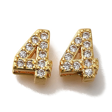 Rack Plating Number Brass Micro Pave Clear Cubic Zirconia Silde Charms KK-A231-13E-1