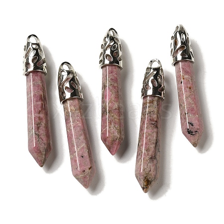 Natural Rhodonite Pointed Big Pendants G-Z055-01P-20-1