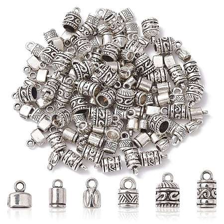 120Pcs 6 Styles Tibetan Style Alloy Cord Ends TIBE-CJ0001-29-1