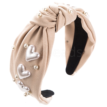 Valentine's Day Heart Plastic Pearl Hair Bands PW-WG33285-03-1