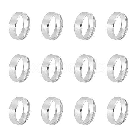 Unicraftale 12Pcs 201 Stainless Steel Plain Band Ring for Men Women RJEW-UN0002-44A-1