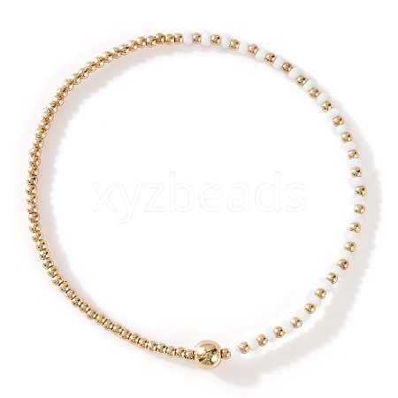 Glass Seed Beads & CCB Beads Stretch Bracelets TB4137-55-1