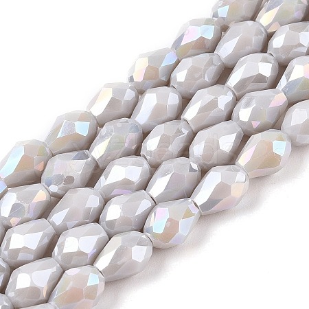 Opaque Solid Color Electroplate Glass Beads Strands X-EGLA-N013-P6mm-B05-1