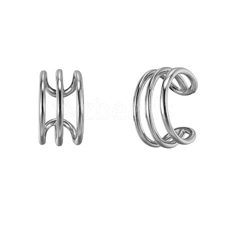 925 Sterling Silver Cuff Earrings EJEW-BB43802-A-1