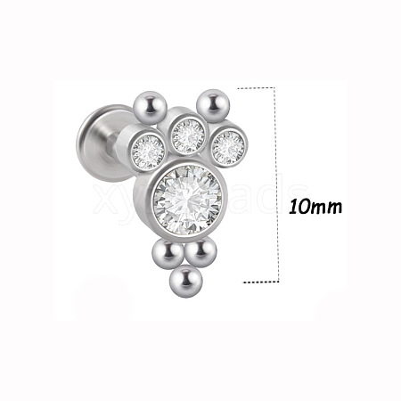 316L Surgical Stainless Steel & G23 Titanium & Crystal Rhinestone Flat Round Cartilage Earrings WGA7630-37-1