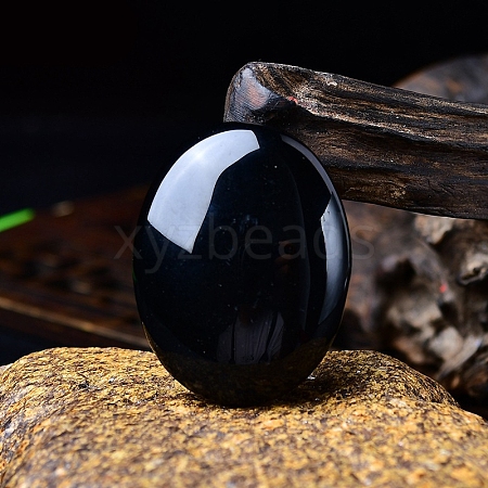 Natural Obsidian Oval Palm Stone Massager PW-WG63539-24-1