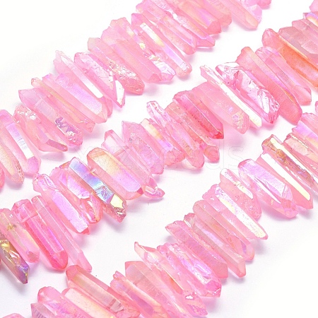 Electroplated Natural Quartz Crystal Beads Strands G-P368-05E-1