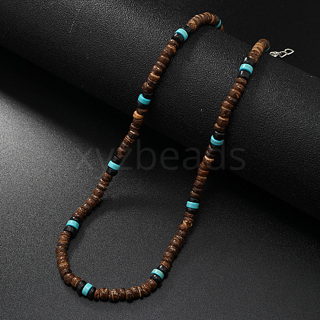 Retro Men's Coconut & Synthetic Turquoise Heishi Beaded Necklaces OX2630-3-1