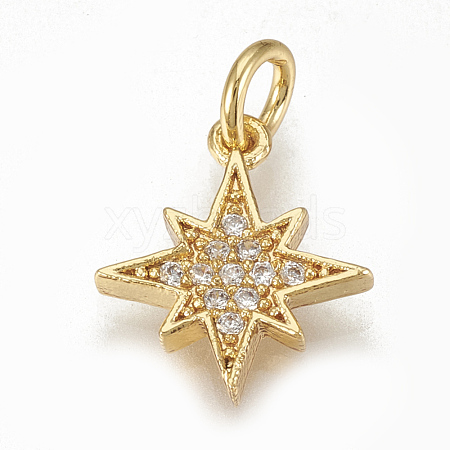 Brass Micro Pave Cubic Zirconia Charms ZIRC-Q015-041G-1