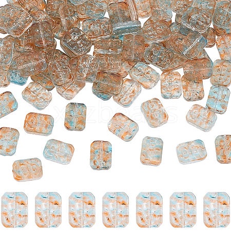 100Pcs Transparent Spray Painted Glass Beads GLAA-PA0001-60B-1