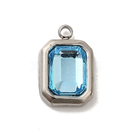 High Polished 304 Stainless Steel Glass Pendants STAS-L022-062P-08-1