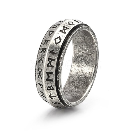 Rune Words Viking Amulet Stainless Steel Rotating Finger Ring PW-WG36209-27-1