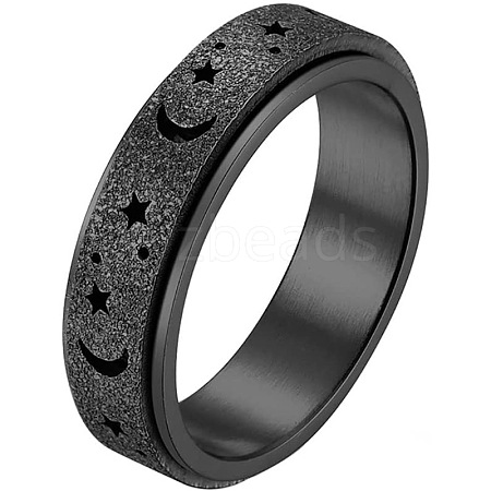 Stainless Steel Moon and Star Rotatable Finger Ring MOST-PW0001-005I-02-1