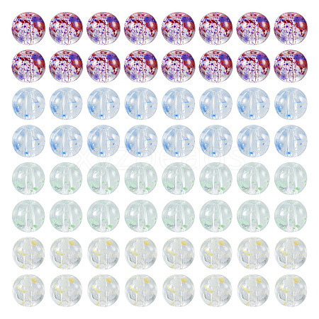 200Pcs 4 Colors Baking Paint Transparent Glass Bead Strands DGLA-TA0001-07-1