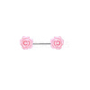 316L Surgical Stainless Steel & Plastic Pink Flower Nipple Rings WG189E0-07-1