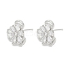 Brass Micro Pave Cubic Zirconia Stud Earring Findings KK-Z094-09P-3