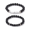 2Pcs 2 Style Natural Mixed Stone Beaded Stretch Bracelets BJEW-JB09773-1