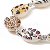 Animal Skin Printed Natural Cowrie Shell & Polymer Clay Braided Bead Bracelet with Rhinestone BJEW-JB09205-4