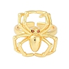 Halloween Spider Brass Rhinestone Open Cuff Rings RJEW-S419-01G-01-2