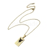 304 Stainless Steel Black Enamel Rectangle with Constellation Pendant Necklaces NJEW-I128-01K-3