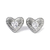 Heart 304 Stainless Steel Clear Cubic Zirconia Stud Earring for Women EJEW-Z047-05P-02-1