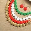 Flat Round Wood Beaded Multilayer Necklaces & Dangle Earrings Sets WG6D4EB-01-4