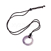 Natural Amethyst Ring Pendant Necklace with Nylon Cord for Women NJEW-F306-02A-2