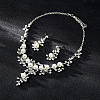 Flower Alloy & Plastic Pearl & Crystal Rhinestone Pendant Necklaces & Stud Dangle Earrings Sets FS-WG18295-01-2