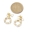Ring & Bowknot Brass Dangle Stud Earrings EJEW-TA00349-3