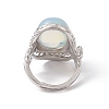 Gemstone Oval Adjustable Ring RJEW-P041-01P-4