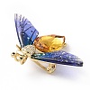 Bling Resin Bee Lapel Pin with Orange Glass JEWB-G015-04G-4