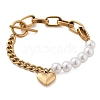 304 Stainless Steel Cable & Cuban Chain Charm Bracelets for Women BJEW-C089-01G-4