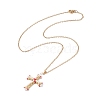 Japanese Seed Beaded Cross Pendant Necklace NJEW-MZ00013-1