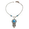 Flower Bohemian Ethnic Style Zinc Alloy & Resin Pendant Necklace & Dangle Earring Sets FS-WGD47C5-01-6