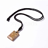 Dyed Natural Fossil Coral Rectangle Pendant Necklace for Women NJEW-C002-02B-2