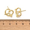 Rack Plating Heart Brass Micro Pave Clear Cubic Zirconia Stud Earrings EJEW-H143-17G-5