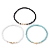 3Pcs 3 Colors Glass Seed Beaded Stretch Bracelet Sets for Women BJEW-JB11373-02-4