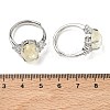 Brass Micro Pave Cubic Zirconia with Natural & Synthetic Gemstone Cuff Open Rings RJEW-T035-01P-M-4