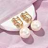 Round Brass Micro Pave Clear Cubic Zirconia Hoop Earrings EJEW-Z164-27G-1