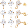 Beebeecraft 10Pcs Brass Micro Clear Cubic Zirconia Stud Earring Findings KK-BBC0011-94-1